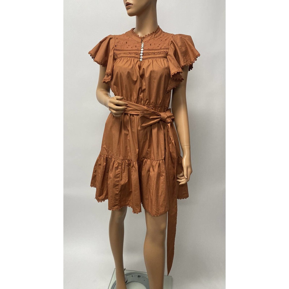 secret mission dress size Large Bartolina Ruffled Cotton/Silk Pockets Dusty Ora